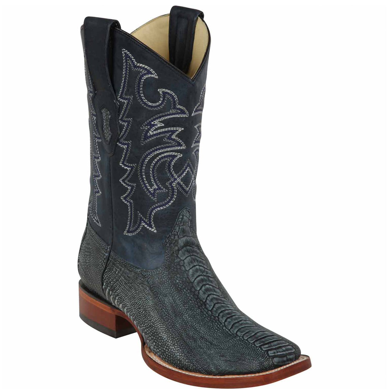 Rustic Blue Ostrich Leg Boots - EE