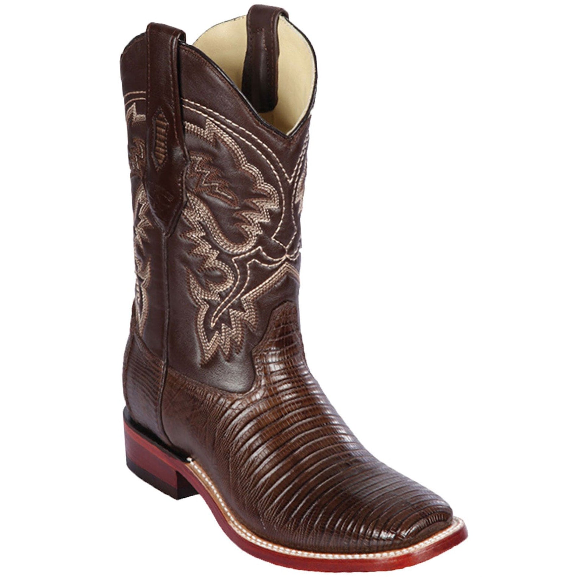 Brown Lizard Square Toe Cowboy Boots - EE