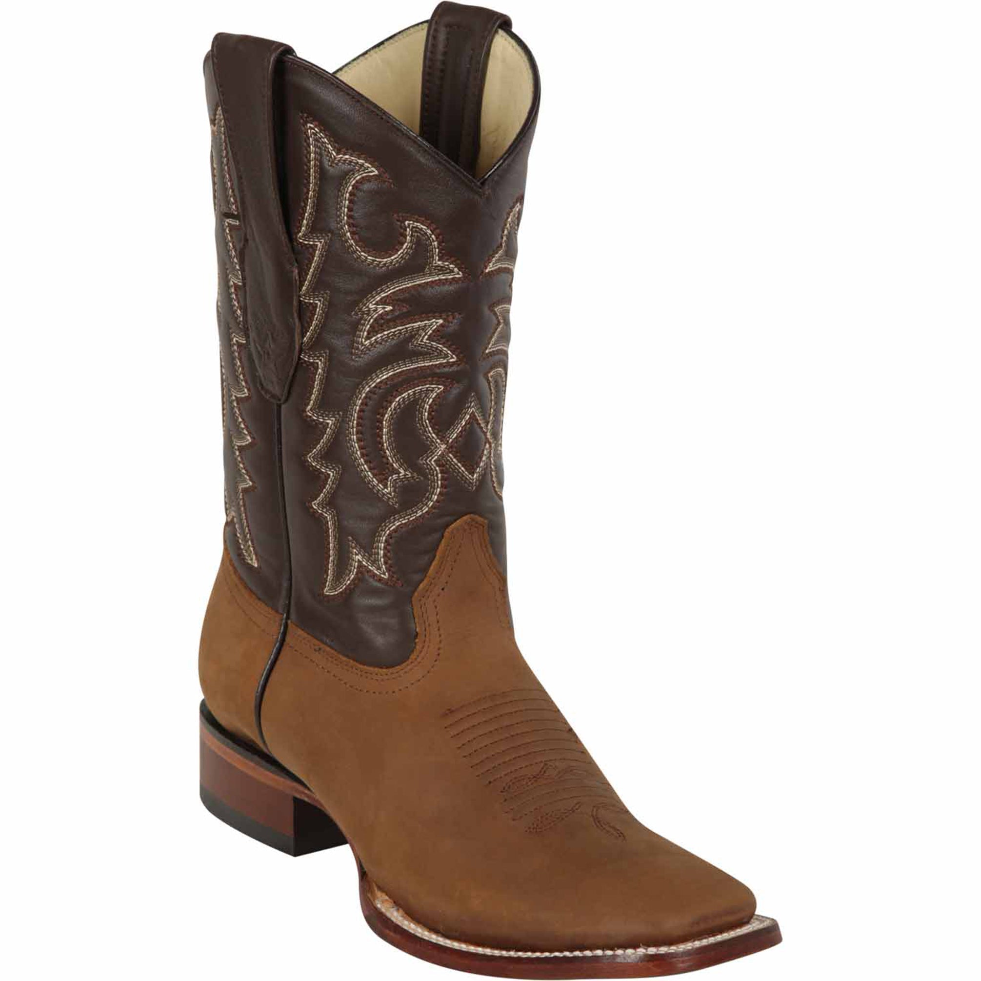 Tan Brown Square Toe Cowboy Boots - EE