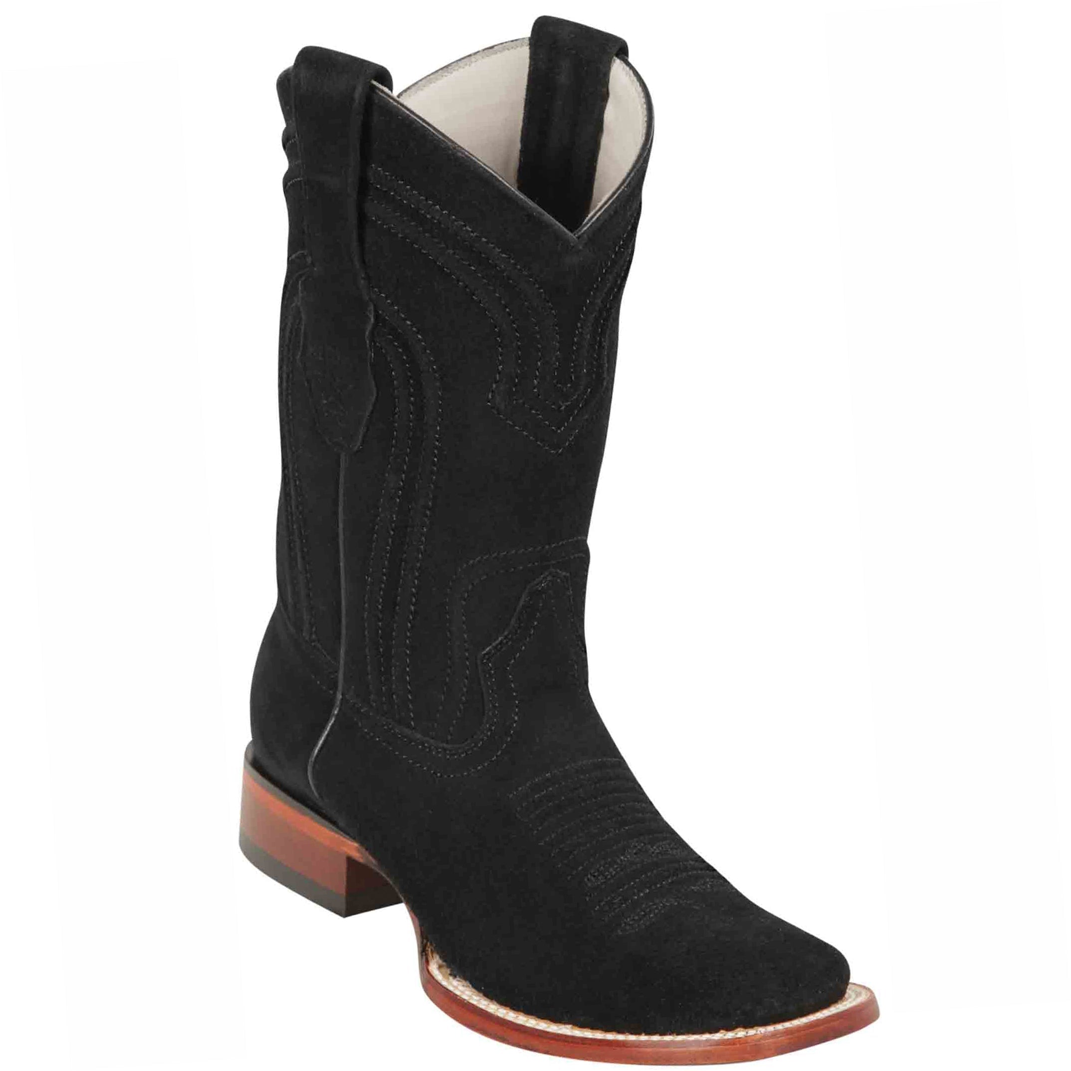 Square Toe Cowboy Suede Boots - EE