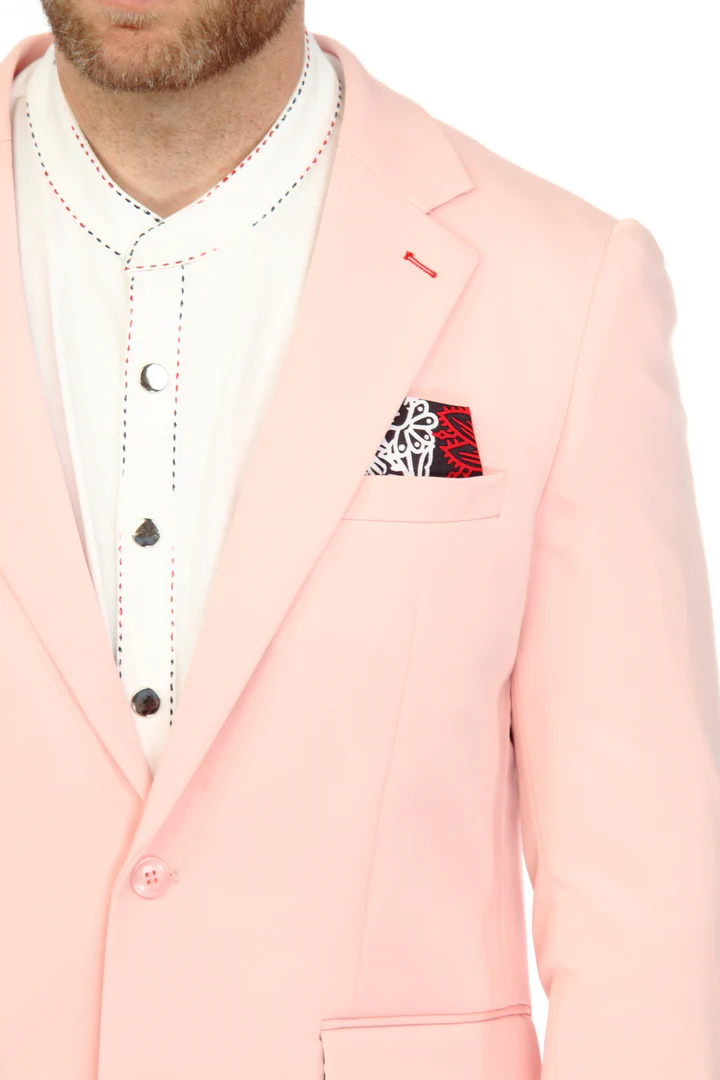 Cotton Suit - Summer Stretch Fabric - Mens Cotton-Stretch Fashion Suit Pink S9010