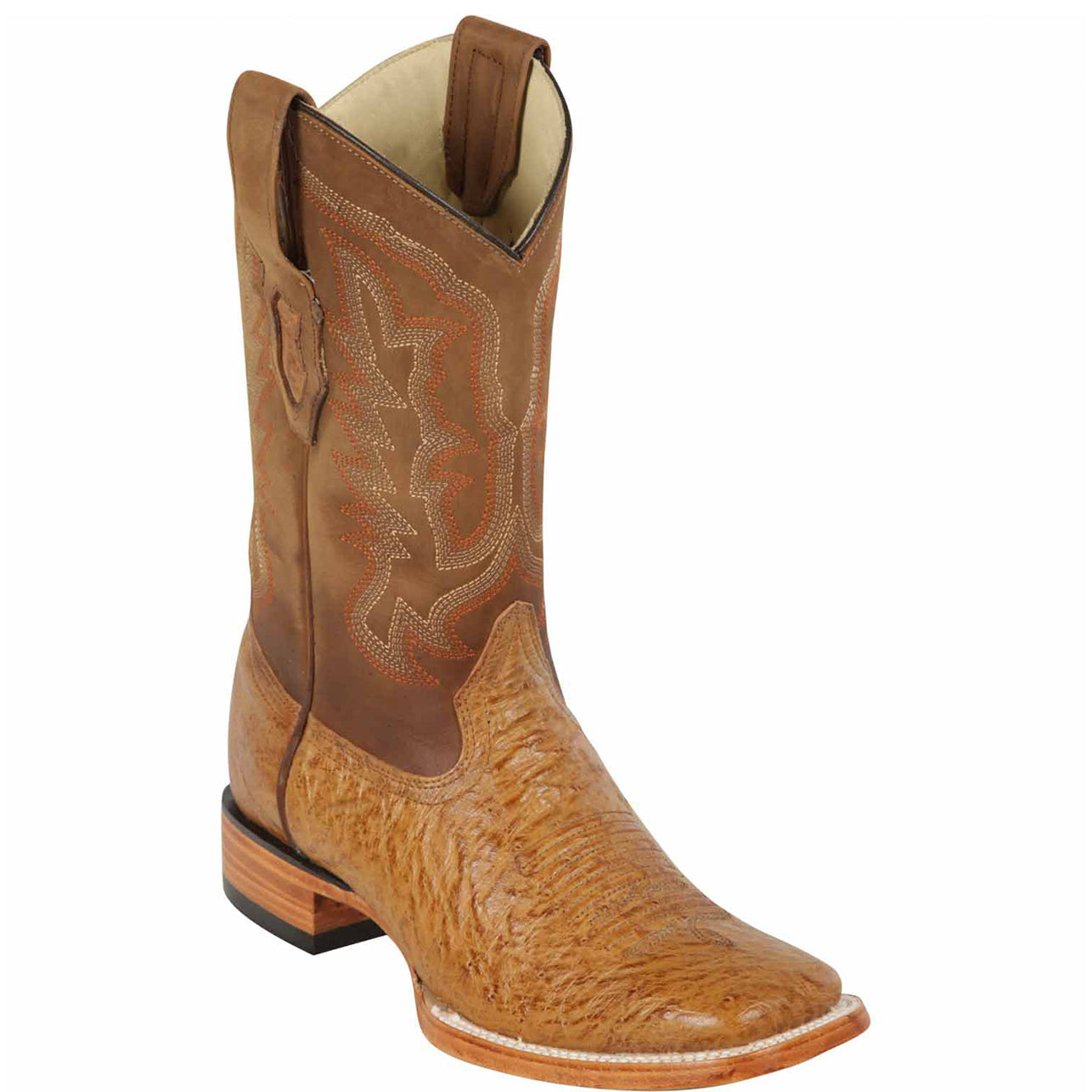 Amber Smooth Ostrich Square Toe Boots - EE