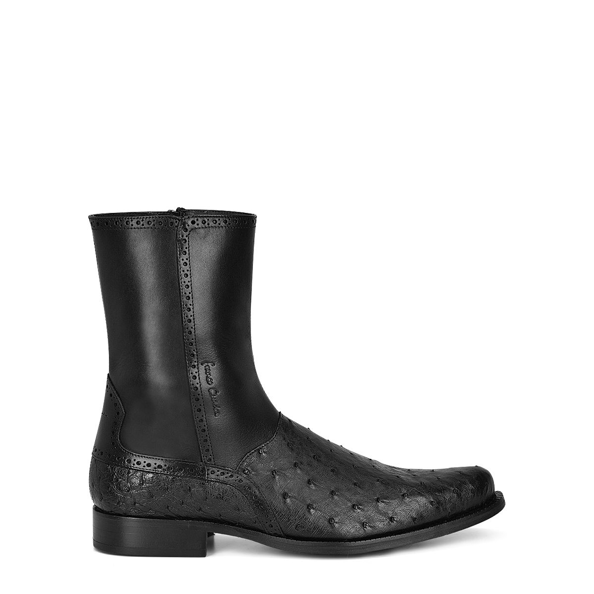 Men's Ostrich Urban Short Dress Boots - Black