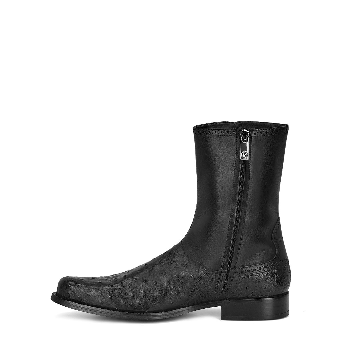 Men's Ostrich Urban Short Dress Boots - Black