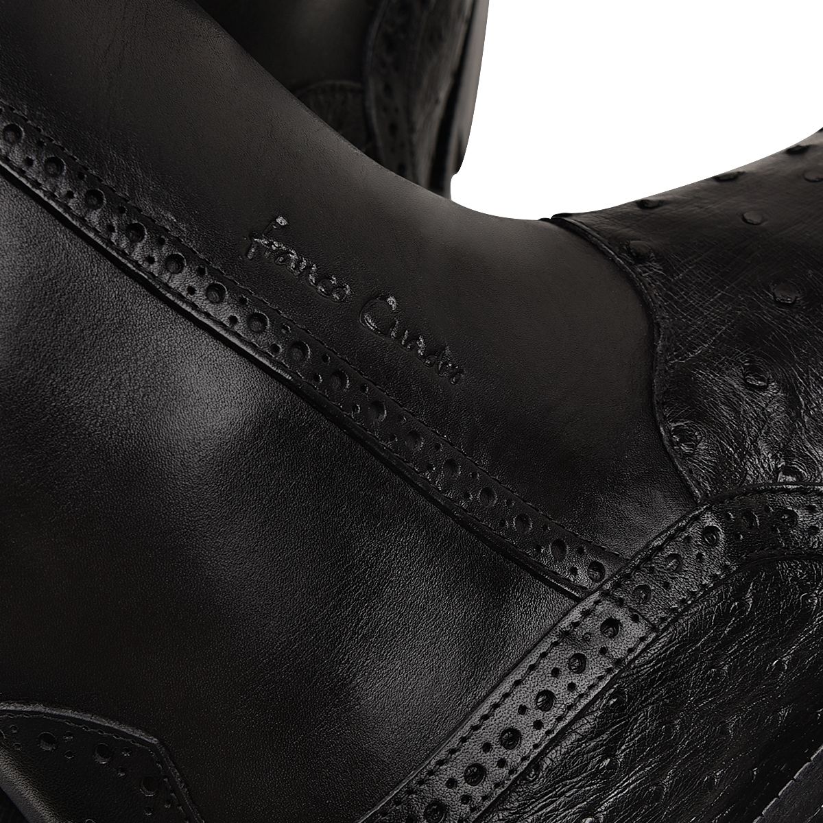 Men's Ostrich Urban Short Dress Boots - Black