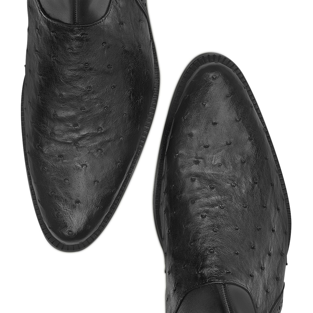 Men's Ostrich Urban Short Dress Boots - Black