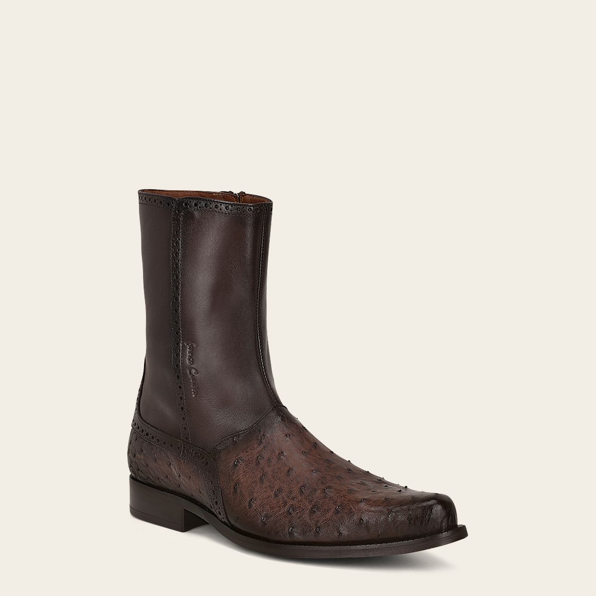 Men's Ostrich Urban Short Dress Boots - Black
