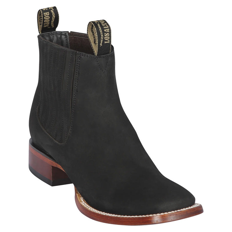 Black Square Toe Ankle Boots - Black