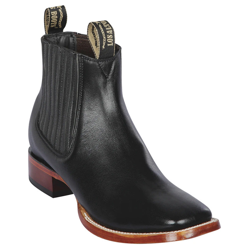 Square Toe Ankle Boots Black - Black