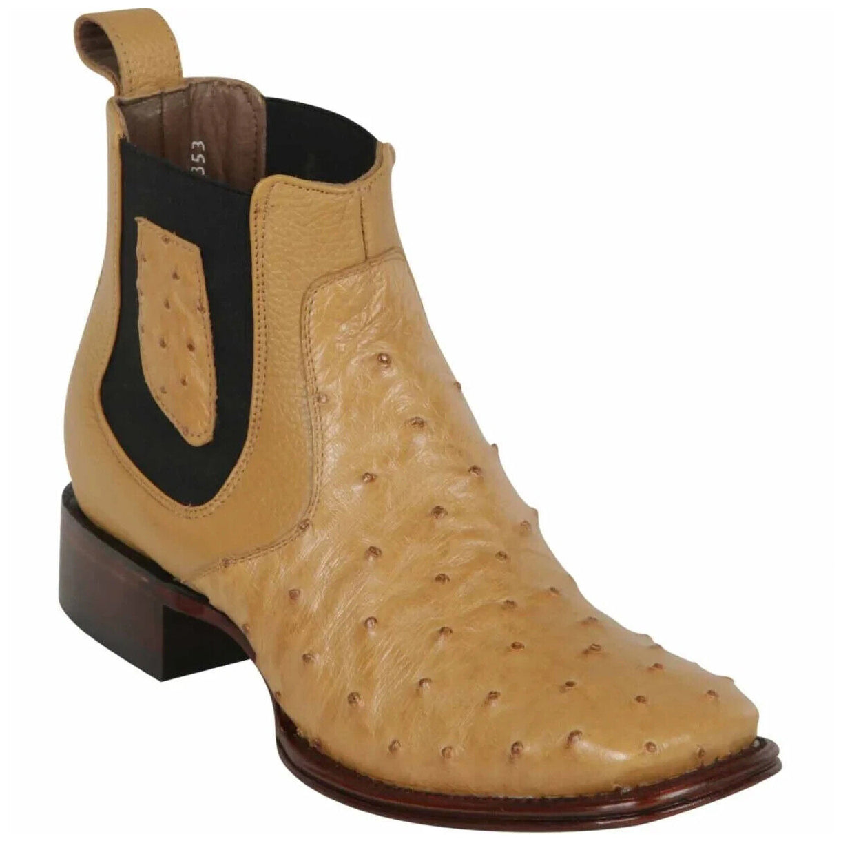 Short Ostrich Square Toe Boots - EE
