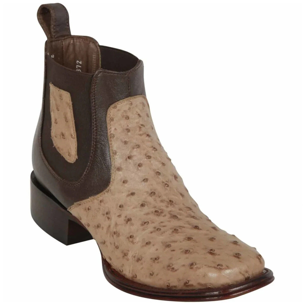 Short Ostrich Square Toe Boots Mocha - EE