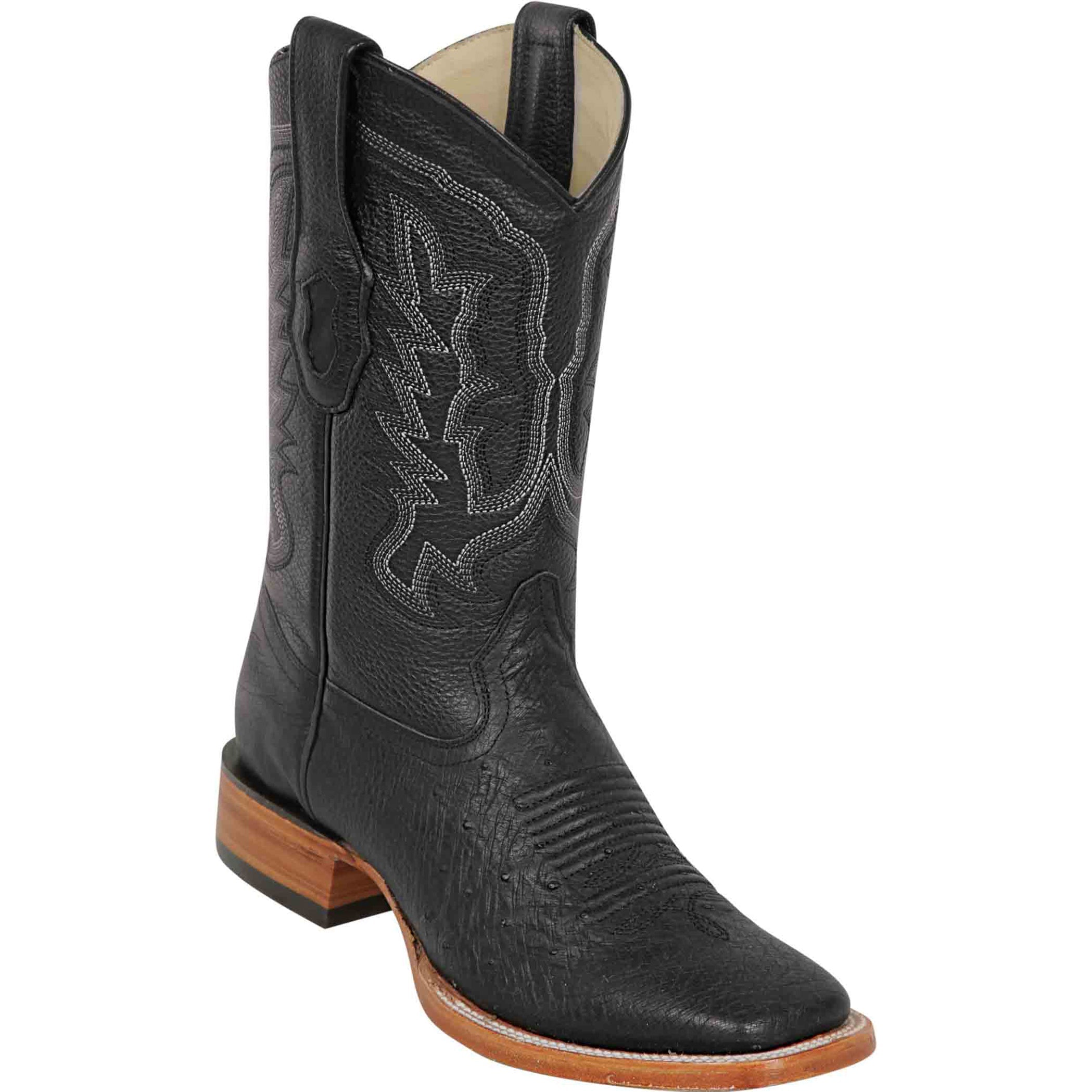 Ostrich Cowboy Boots Black - EE
