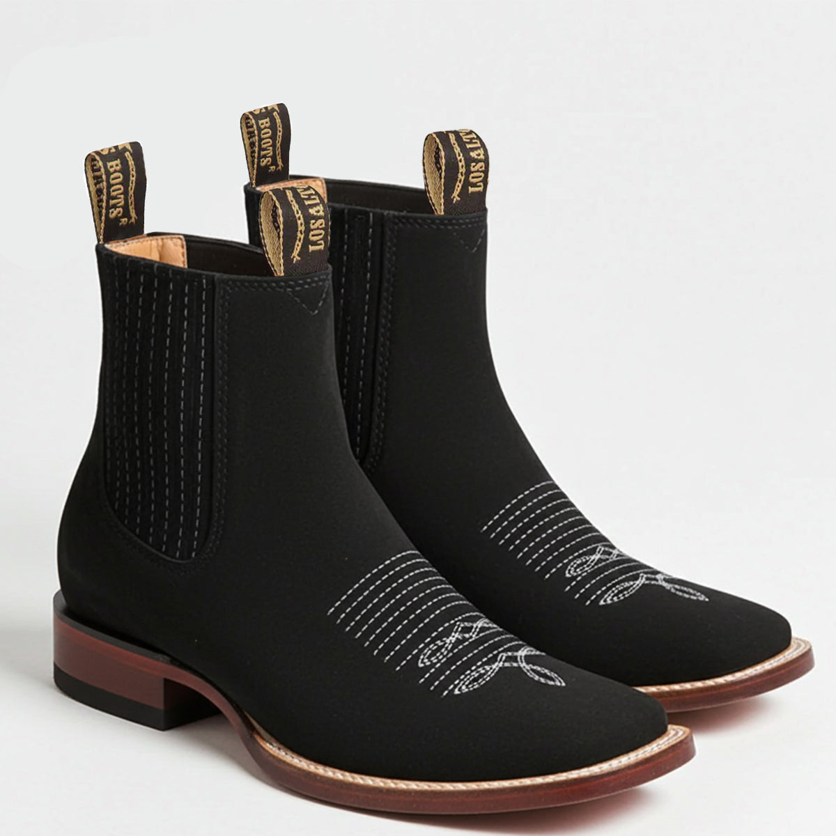 Los Altos black Chelsea square toe boot.