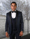 Mens Navy Blue Wedding Tuxedo - Dark Blue Tuxedo Suit" Mens One Button Shawl Lapel Vested Prom 2025 Tuxedo in Navy Paisley