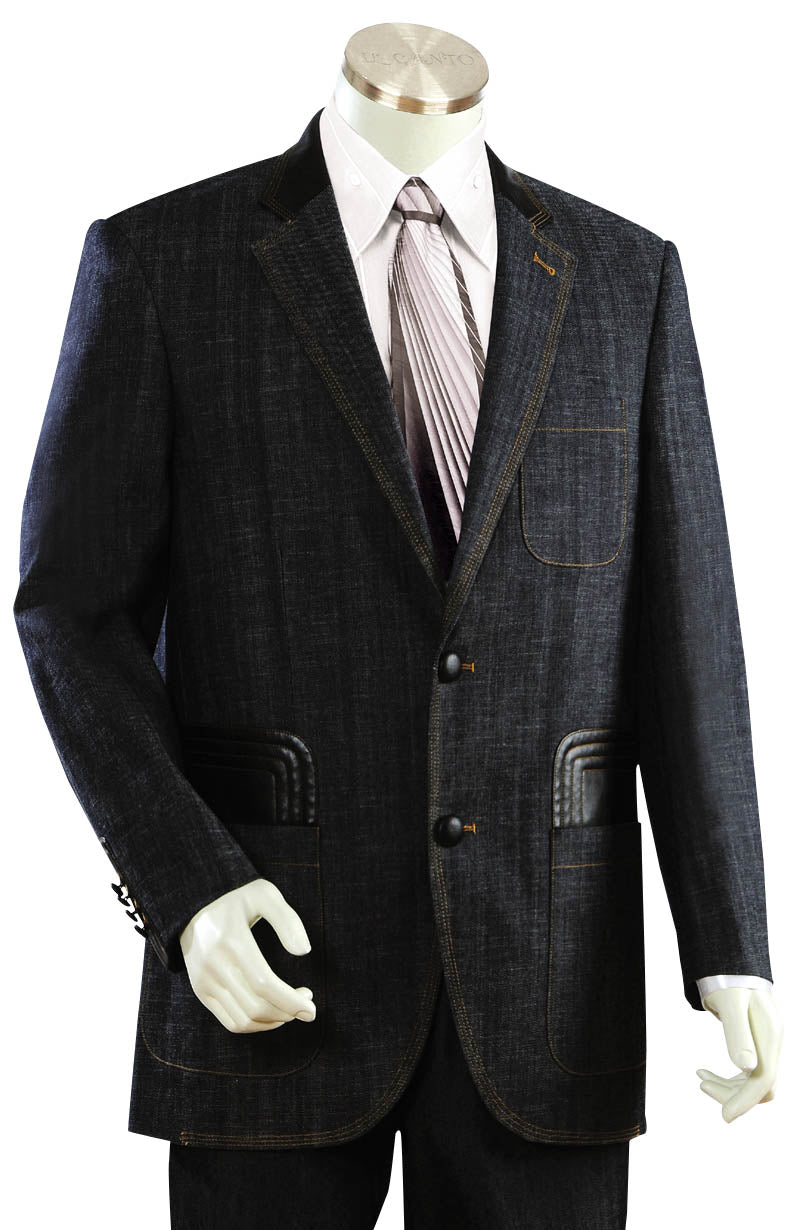 Denim Suit - Denim Blazer - Jean Fabric Suit - Patch Pocket