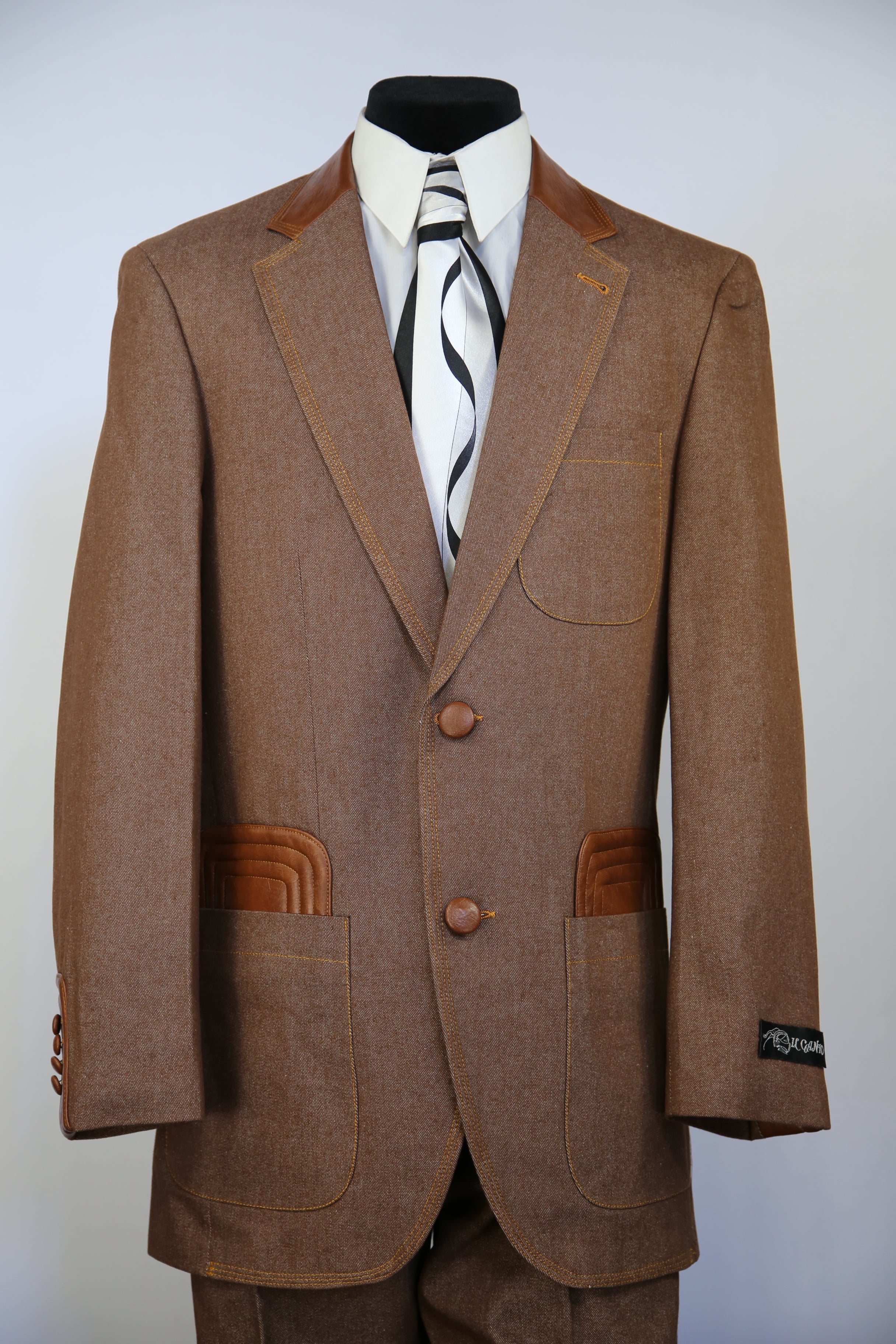 Denim Suit - Denim Blazer - Jean Fabric Suit -   Rust Patch Pocket