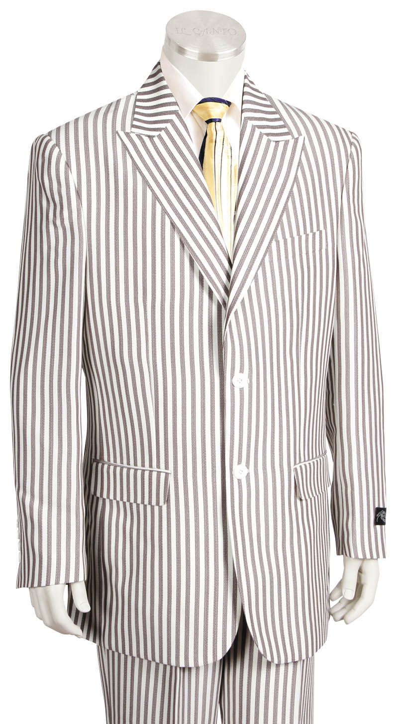 Canto Men's 3-Piece Seersucker Suit w/ Peak Lapel - Poly-Rayon Blend - 38 Short Jacket+32 Waist Adjustable 28to34)(Height: 5 4 to5 7 )(Neck  15-16.5)S-M)