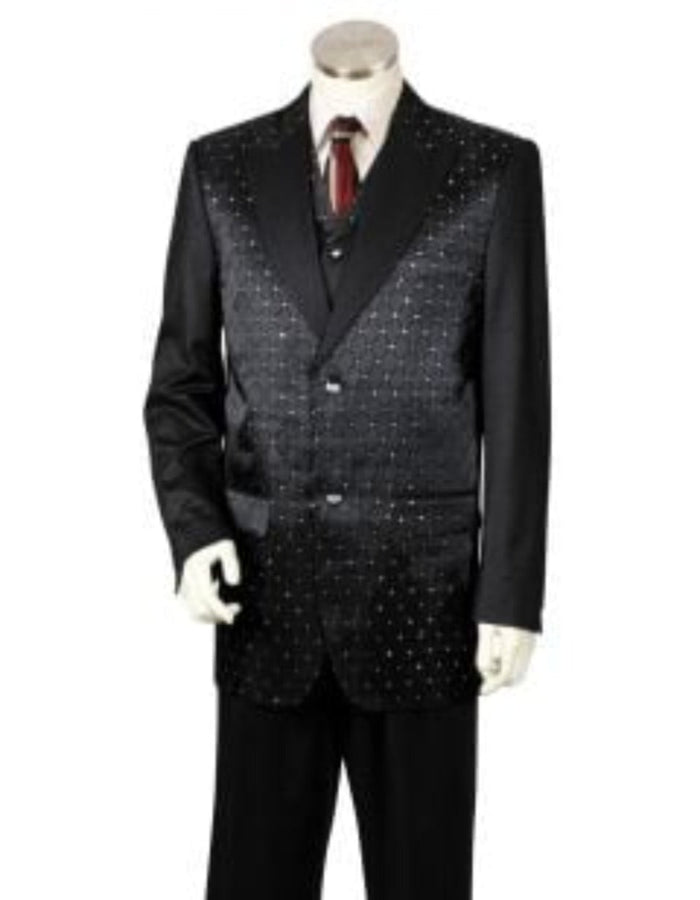 Canto Men's Designer Fashion Pleated Suit - 3 Piece, Fancy Pattern