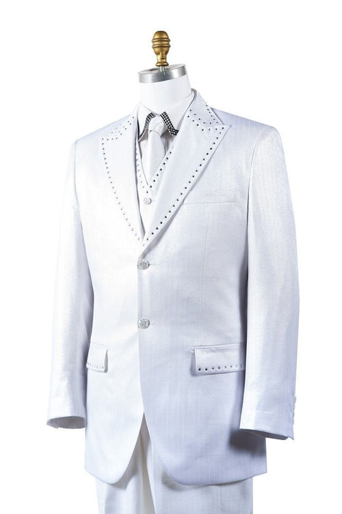 Canto Mens 3Piece Suit Rhinestone Accent Fashionable Design Professional Look