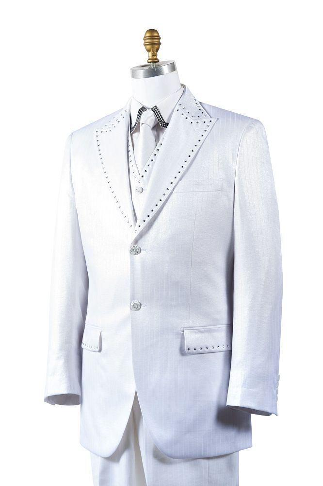 Canto Mens 3Piece Suit Rhinestone Accent Fashionable Design Professional Look