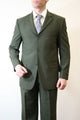 "Olive Poplin Suit for Men - Basic Three Button Style"