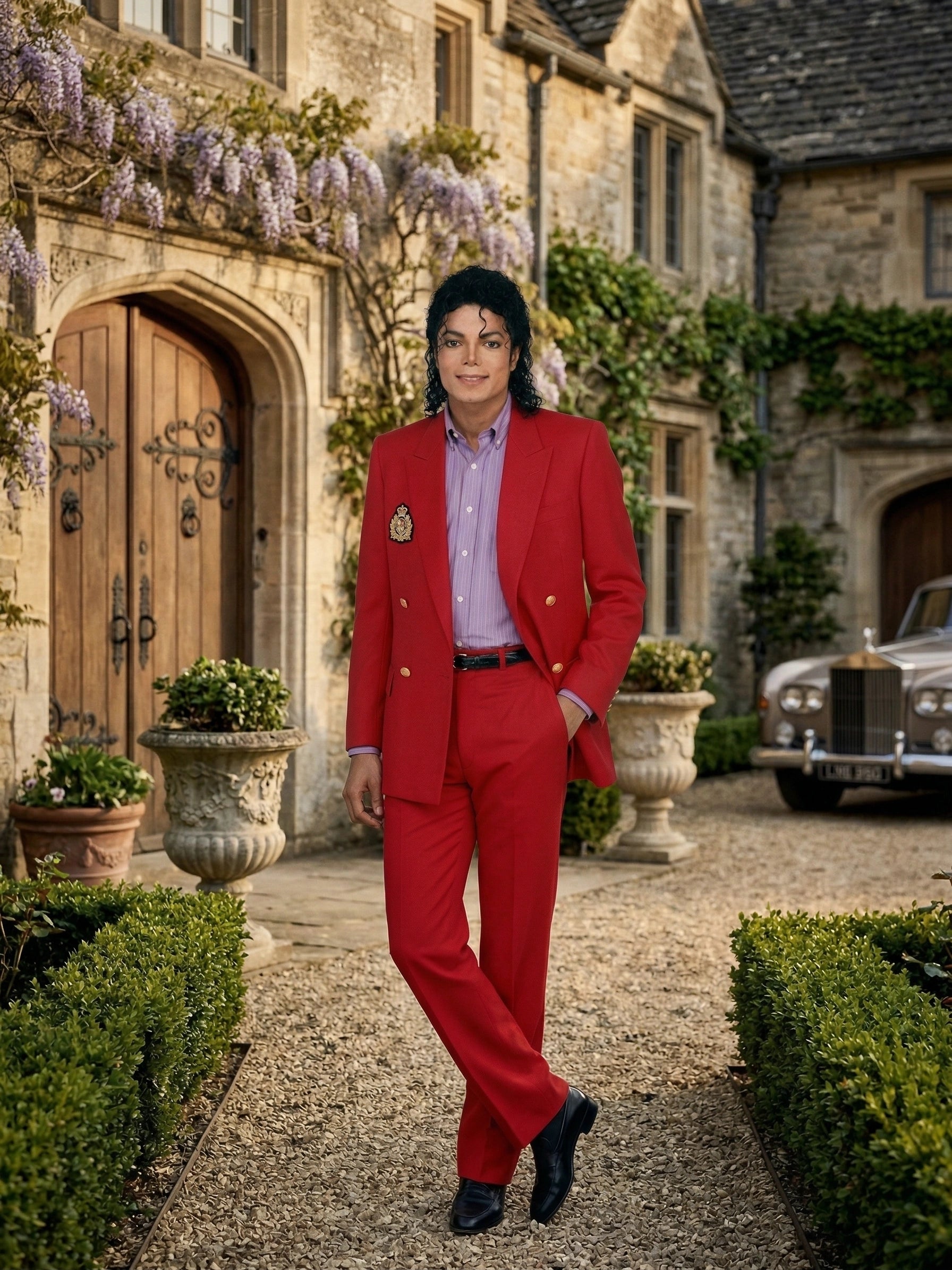 Men’s Red Suit Michael Jackson Award Ceremony Inspired Jacket – Classic Double Breasted Formal Suit , Stylish Party Dinner Jacket, Vintage Stage Wear - 34 Short or Extra Small