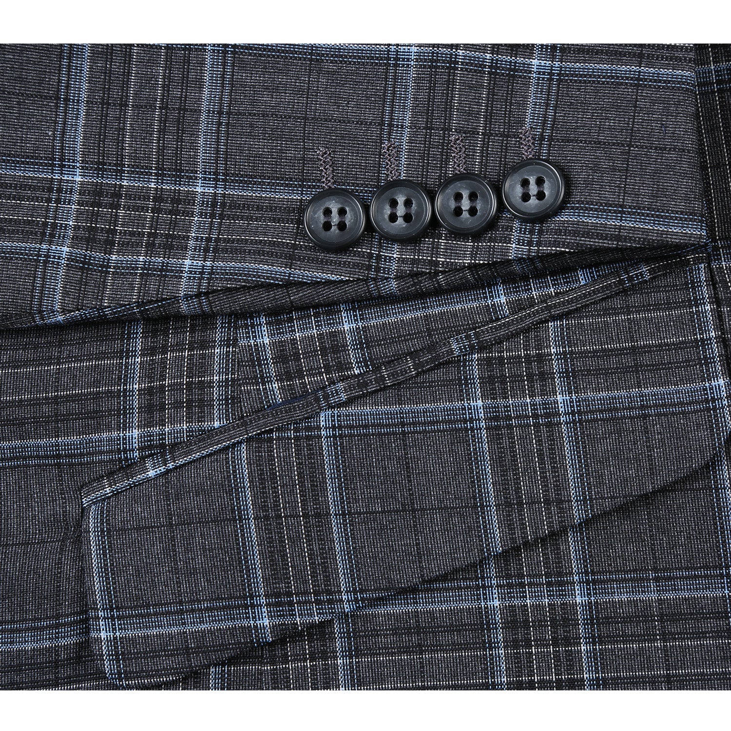 293-28 Men's Slim Fit Checked Suits - 38Lx32W