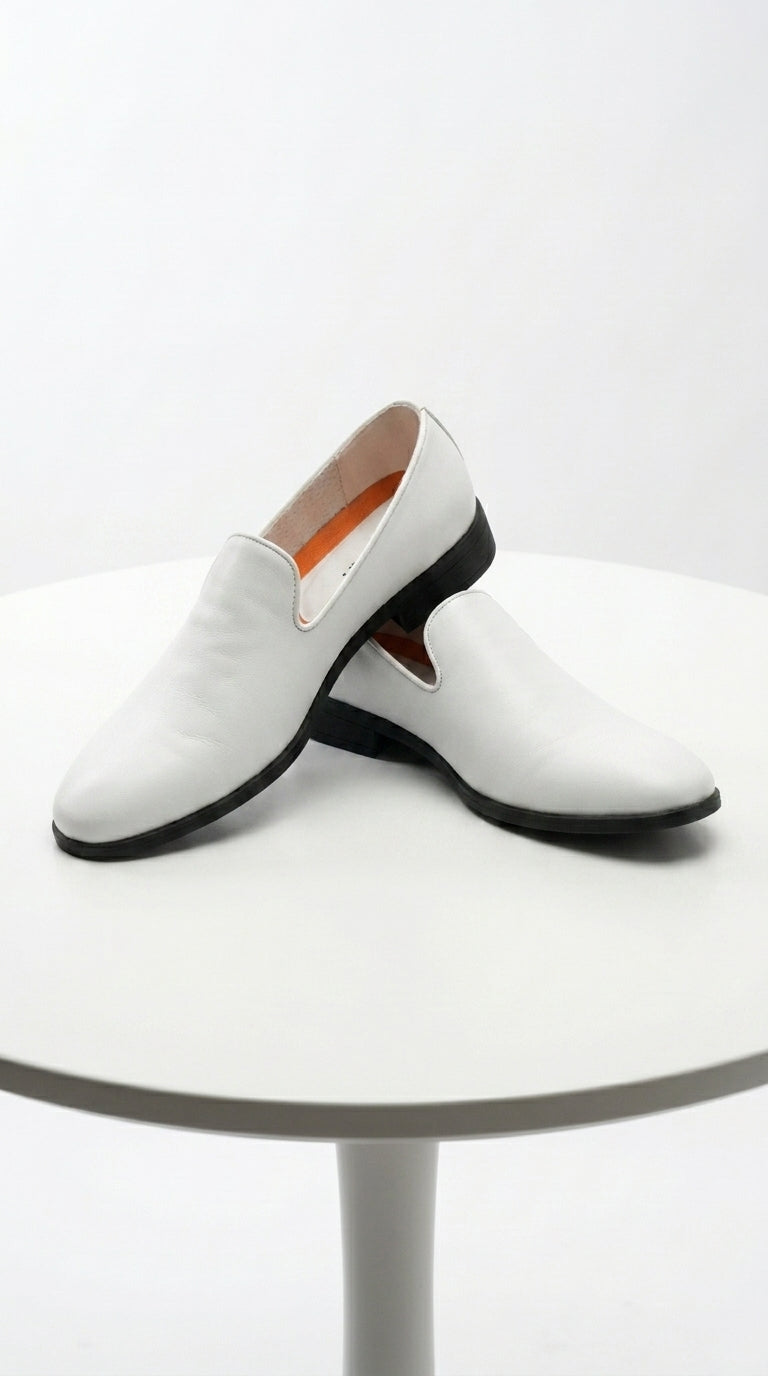 Men’s White Plain Toe Slip On Loafer Dress Shoes – Classic Formal Lightweight Shoes for Wedding, Party and Business Wear - 6 Standard / D / Medium