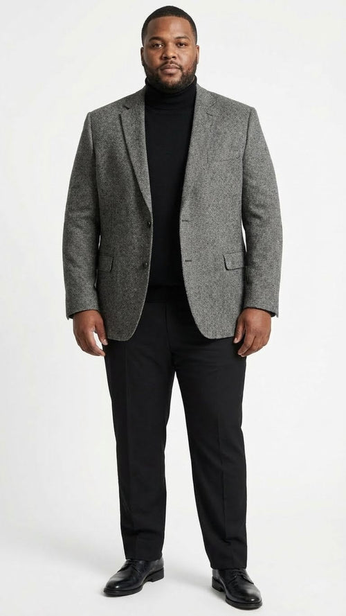 Mens Grey Tweed Herringbone Sport Coat - Gray Mens Blazer Suit Jacket