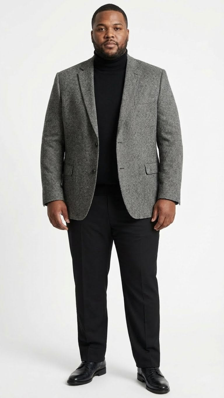 Men’s Grey Tweed Herringbone Sport Coat - Gray Mens Blazer Suit Jacket - Charcoal Grey