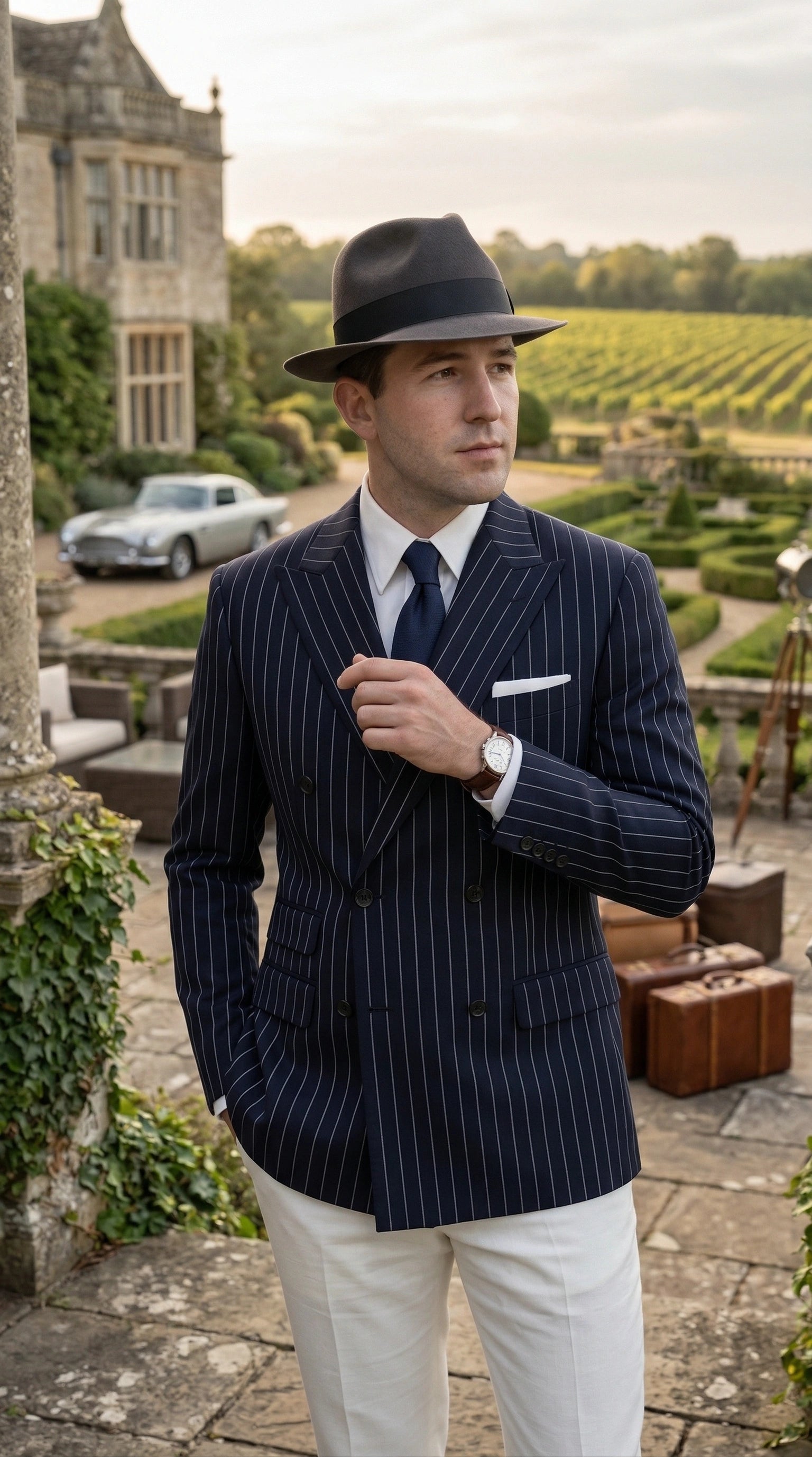 Men’s Black Pinstripe Blazer 1920s Gangster Mob Boss Style Jacket – Classic Double Breasted Vintage Suit Blazer, Formal Party Costume Wear - 36 Short