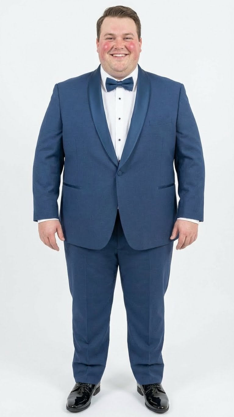 Men’s Indigo Sapphire Royal Blue Tuxedo Suit Set, Classic Formal Wedding Prom Dinner Jacket Tux Light Blue Cobalt Color - 34 Short or Extra Small