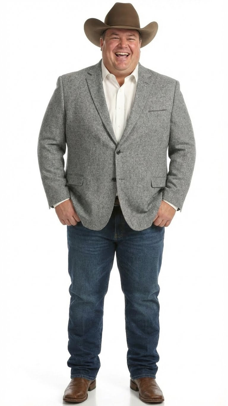 Men's Grey Tweed Herringbone Western Blazer Jacket  Style Look, Textured Formal Casual Sport Coat for Jeans - 34 Short or Extra Small