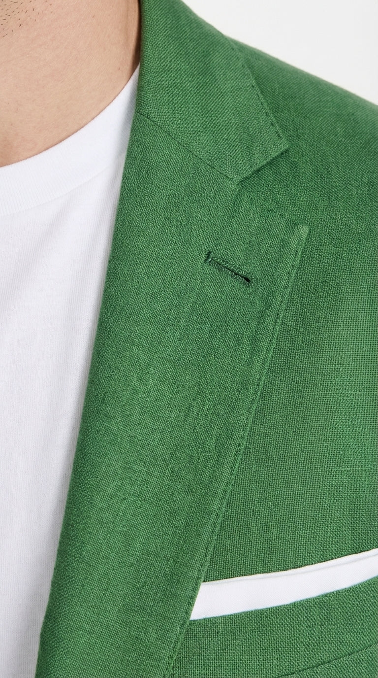 Men’s Emerald Green Suit Set – Lightweight Summer Blazer and Pants, Casual Formal Summer Suit, Breathable Wedding Party Outfit