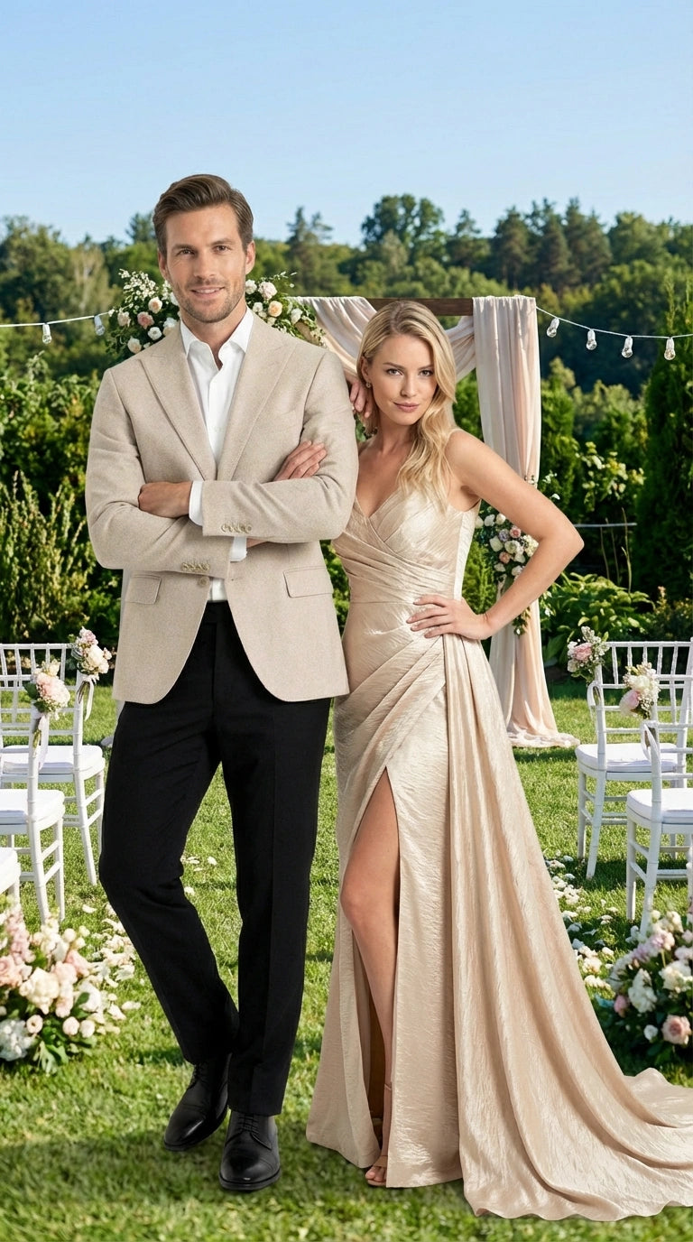 Zacchi Men’s Beige Hopsack Blazer – Classic Two Button Sport Coat with Peak Lapel Formal Jacket - 36 Short