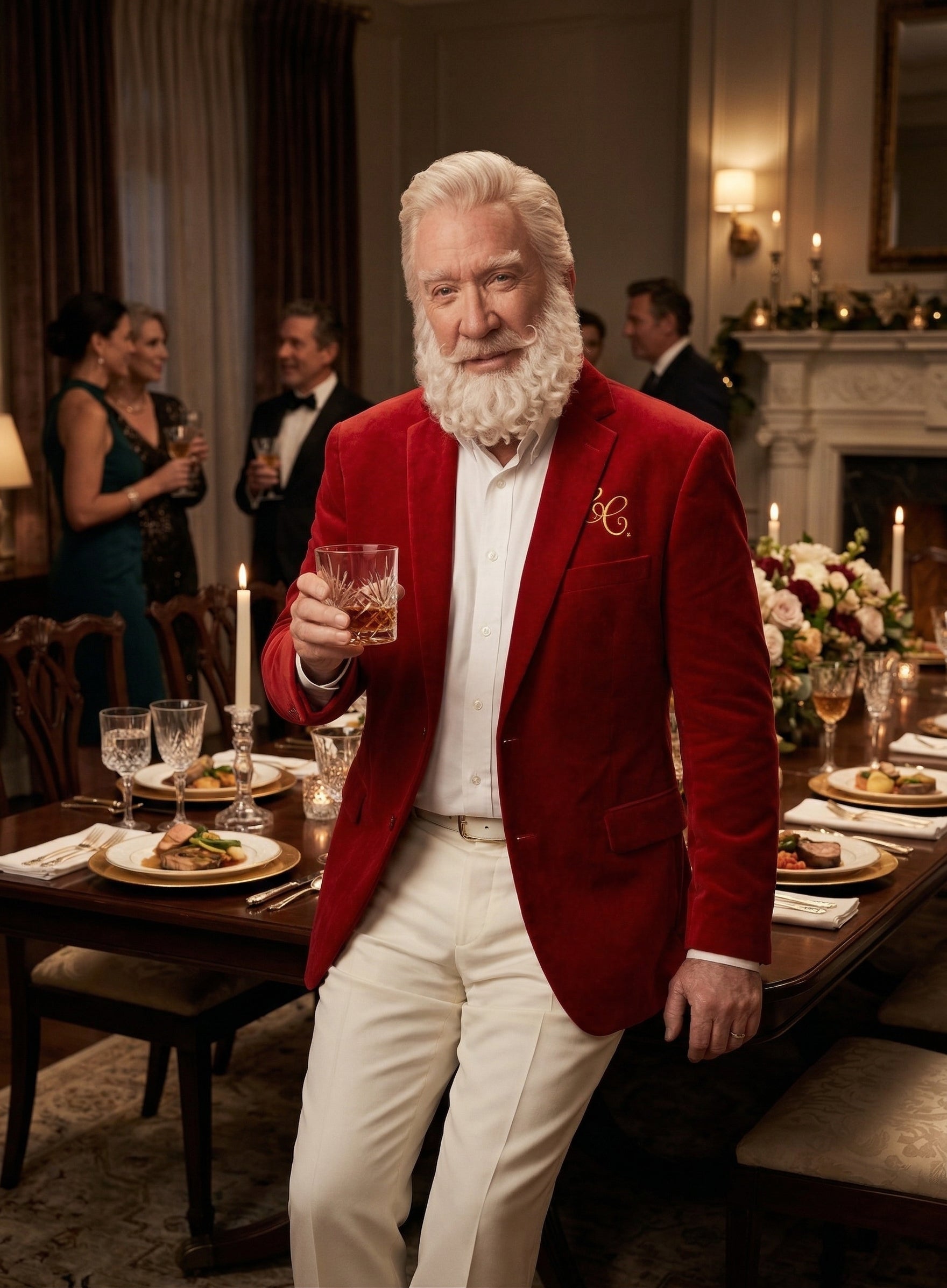 Men’s Red Velvet Blazer Santa Clauses Tim Allen Inspired Jacket – Festive Christmas Party Blazer, Holiday Costume Jacket Christmas New Year - 36 Short