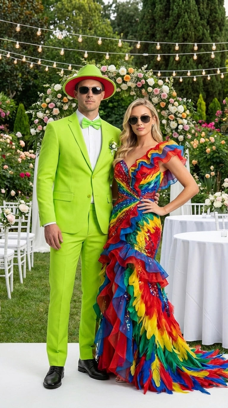 Men's Neon Green Suit – Bright Lime Fashion Prom 2026, Party, Stage Performance And Statement Formal Wear 34 Short or Extra Small