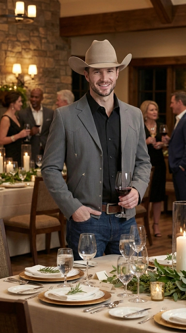 Mens Charcoal Gray Western Blazer – Cowboy Style Casual Jacket Classic Country Western Sport Coat - 36 Short