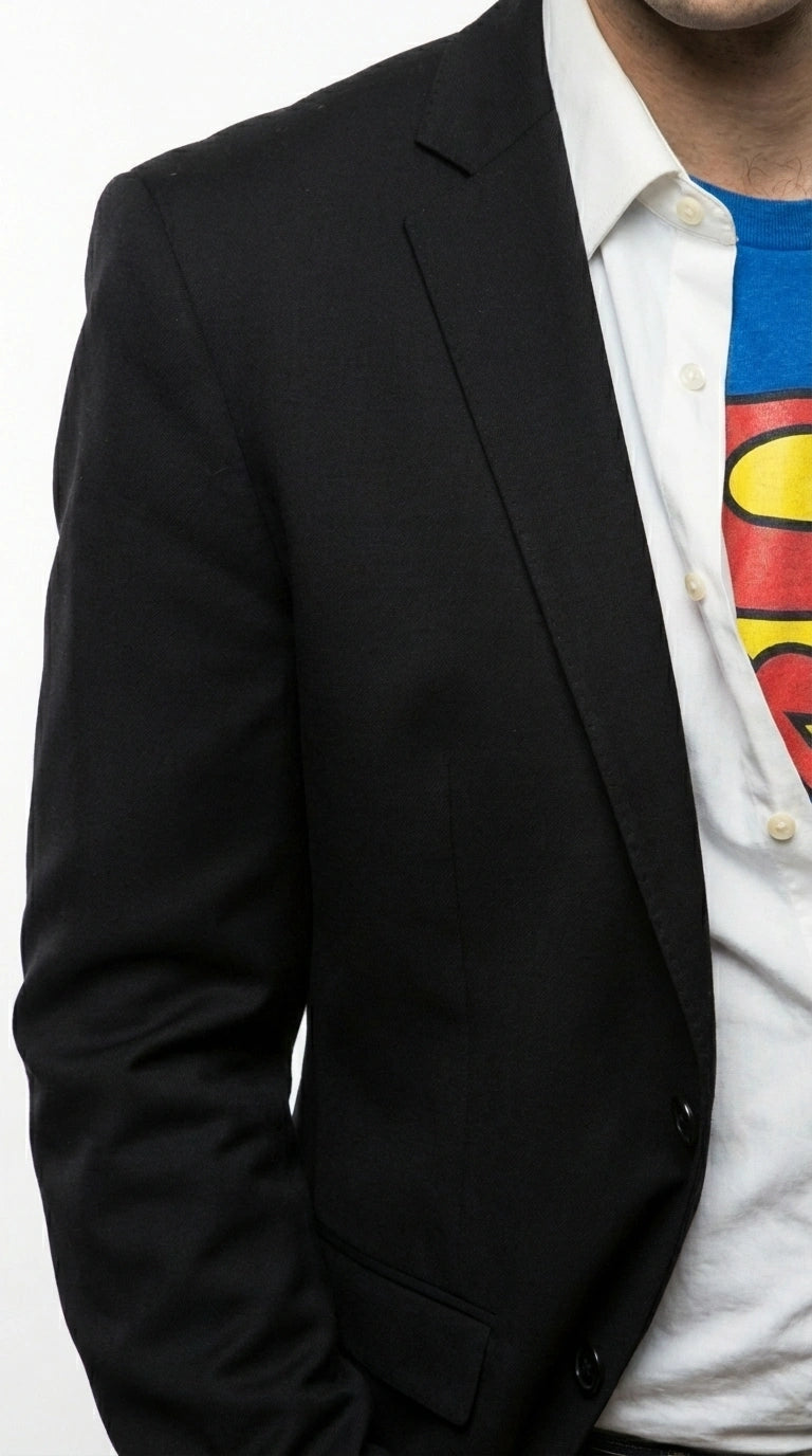 Mens Black Blazer – Clark Kent Inspired Smart Casual Office Blazer for Men Classic Everyday Formal Jacket - 36 Short