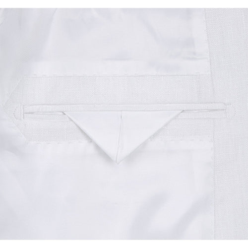 601-20 Men's Notch Lapels White Solid Linen Suits