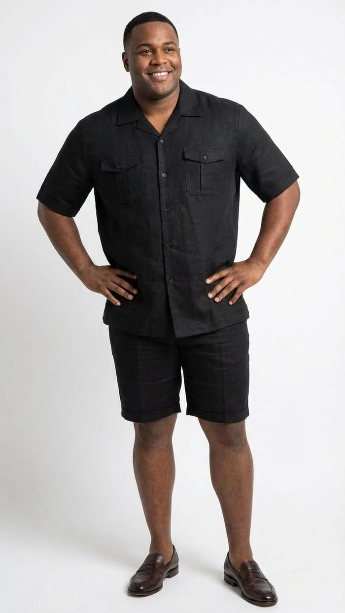 Mens Black Walking Suit with Short Classic Leisure and Casual Outfit