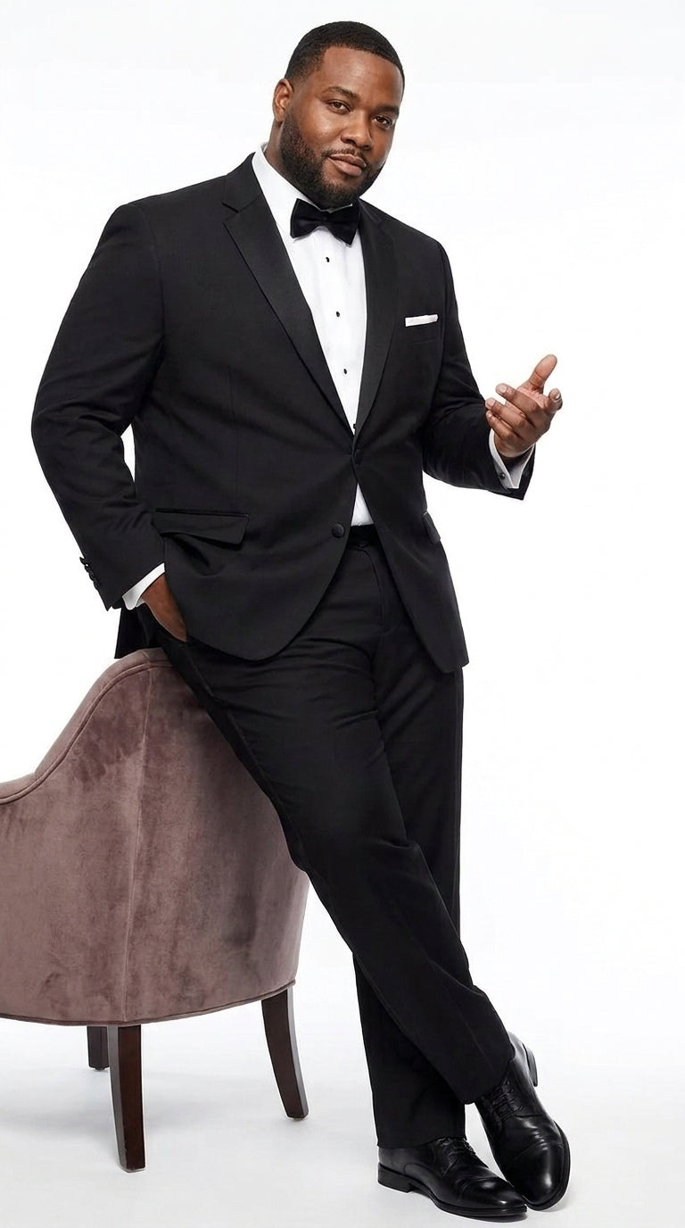 Men’s Black Uniform Tuxedo – One-Button Satin Lapel Formal Suit for Weddings, Prom and Events - 34 Short or Extra Small
