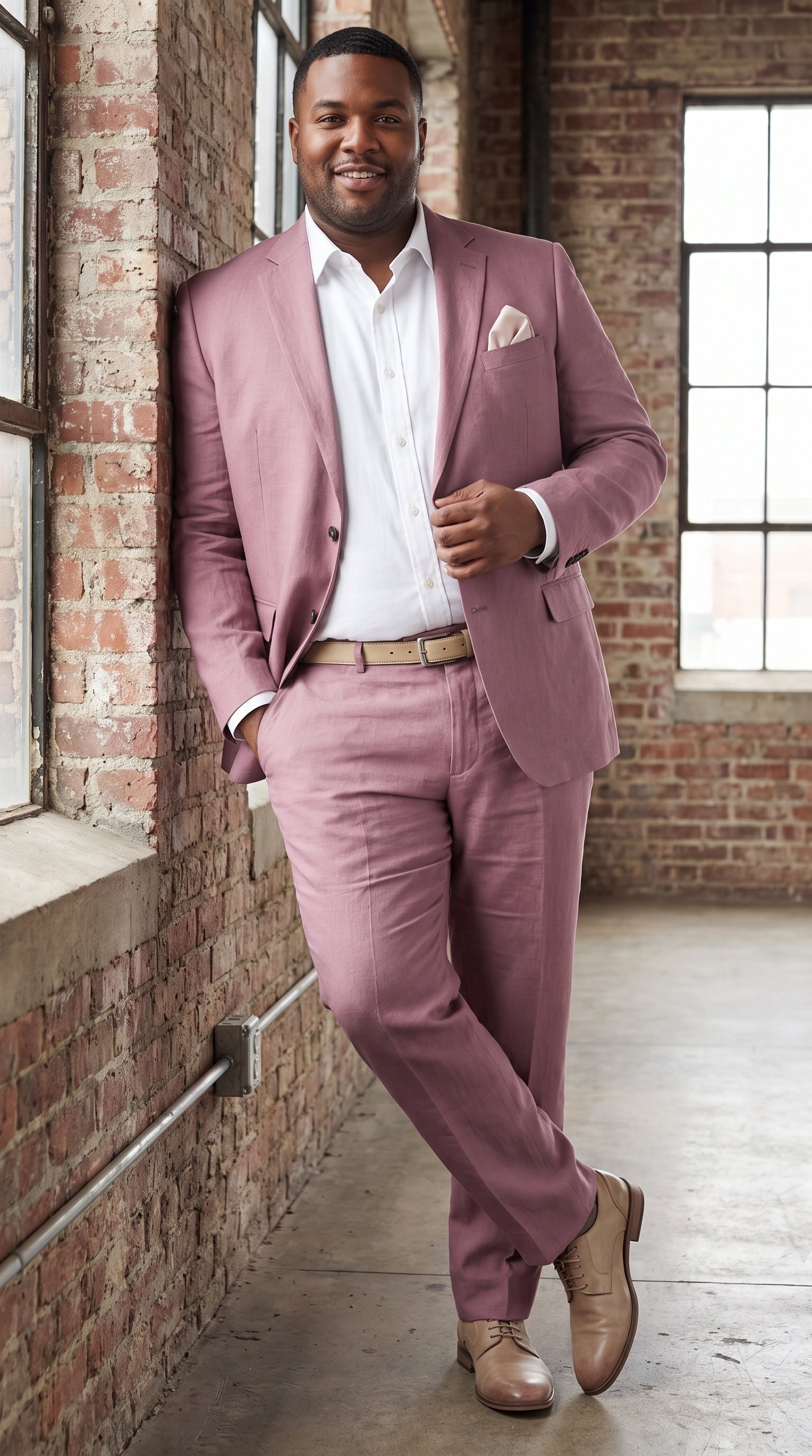 Men’s Mauve 2-Piece Suit – Two-Button Wedding, Prom and Business Suit - 34 Short or Extra Small