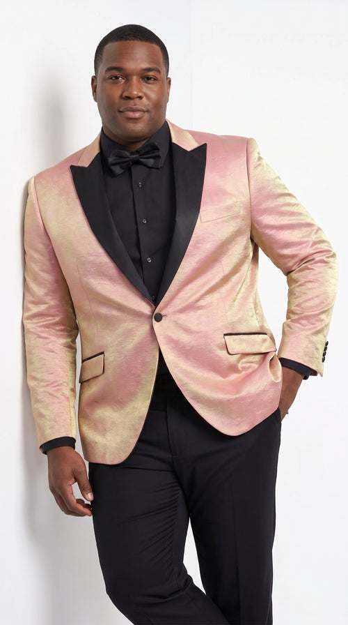 Men’s Rose Gold Tuxedo Jacket – Black Peak Lapel Wedding, Prom and Formal Dinner Blazer