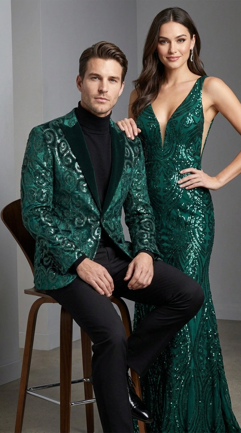 Men’s Emerald Green Paisley Dinner Jacket – Luxury Shawl Lapel Formal Blazer for Prom, Wedding & Tuxedo Events