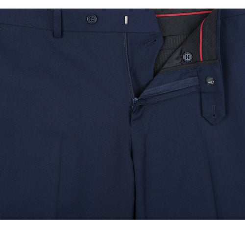 "Men's Slim Fit Two-Button Suit with Hack Pocket - Navy Blue"