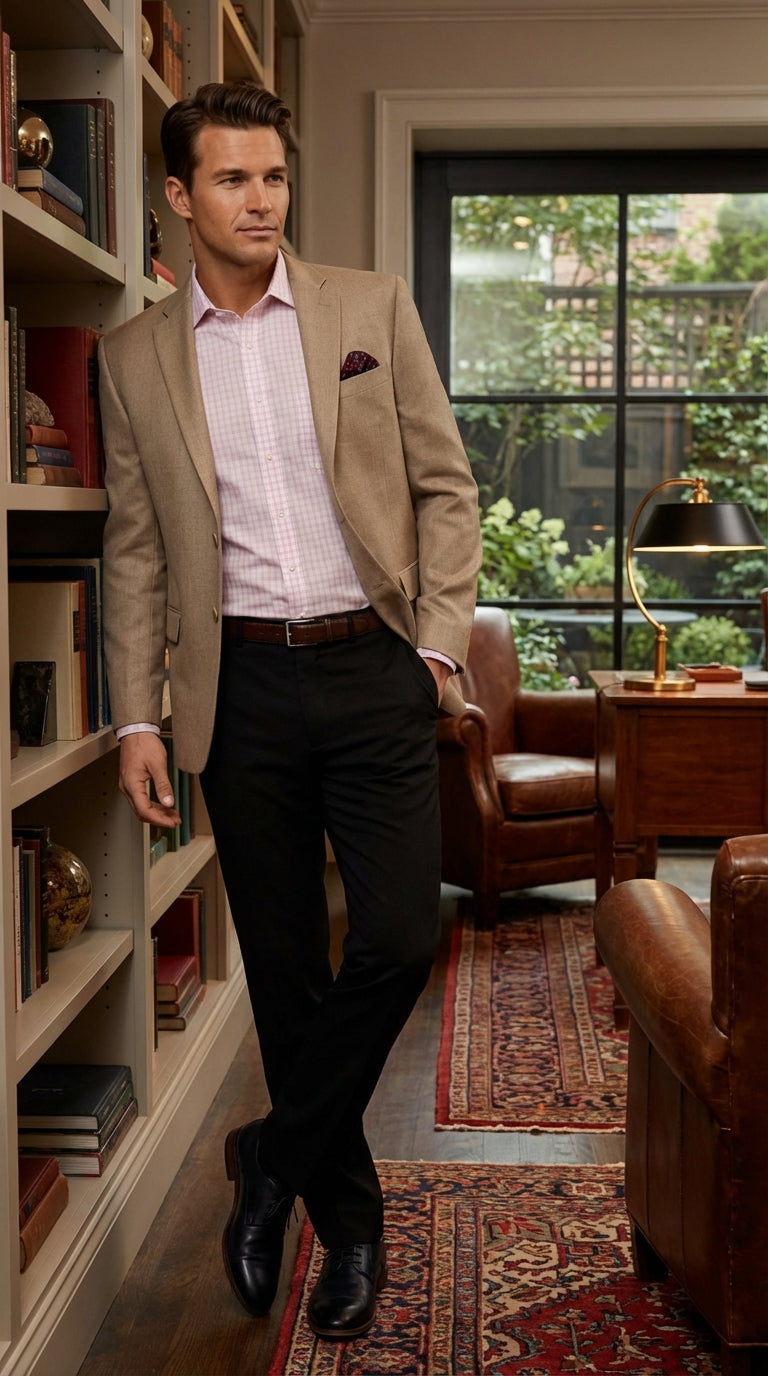 Mens Tan Blazer Sport Coat  Classic Fit Beige Dress Jacket for Business, Wedding and Smart Casual Wear