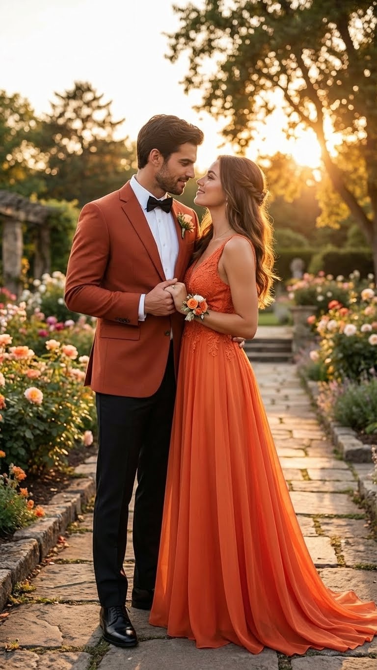 Men’s Brick Copper Rust Color  Blazer – Slim Fit Formal and Party Wear Jacket in Burnt Orange Sport Coat - 36 Short