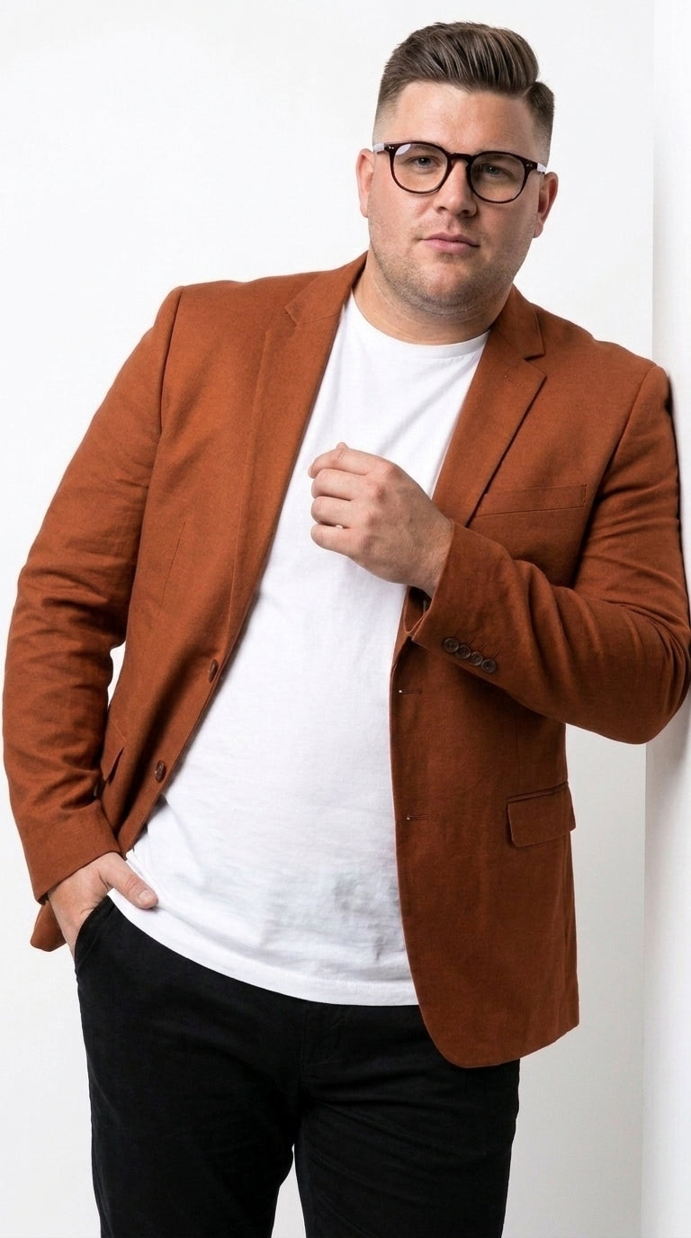 Men’s Dark Burnt Orange 2-Button Blazer – Modern Sport Coat for Wedding, Business and Casual Wear - 36 Short
