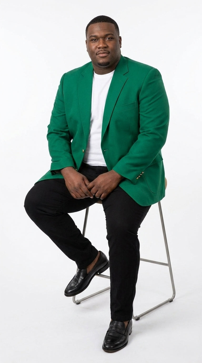 Men’s Kelly Green Blazer with Black Pants – Church, Business and Formal - 36 Short